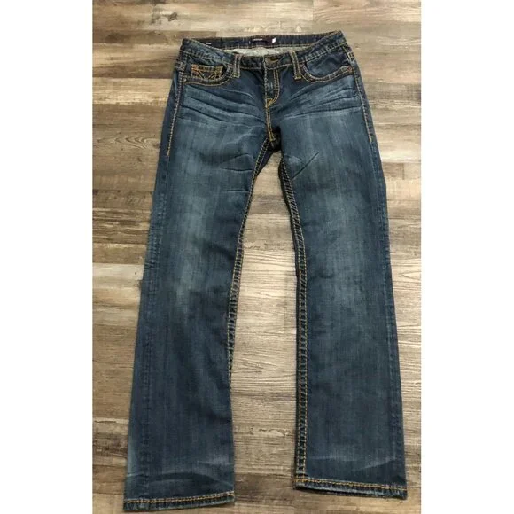 Vigoss Boot Cut Womens Size 33x32 Dark Wash Thick Stitch Blue Jeans - Picture 2 of 10